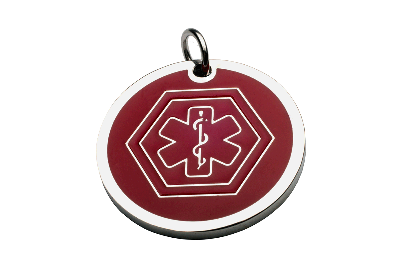 ID Charm In Steel With Red Medical Symbol 13*13mm