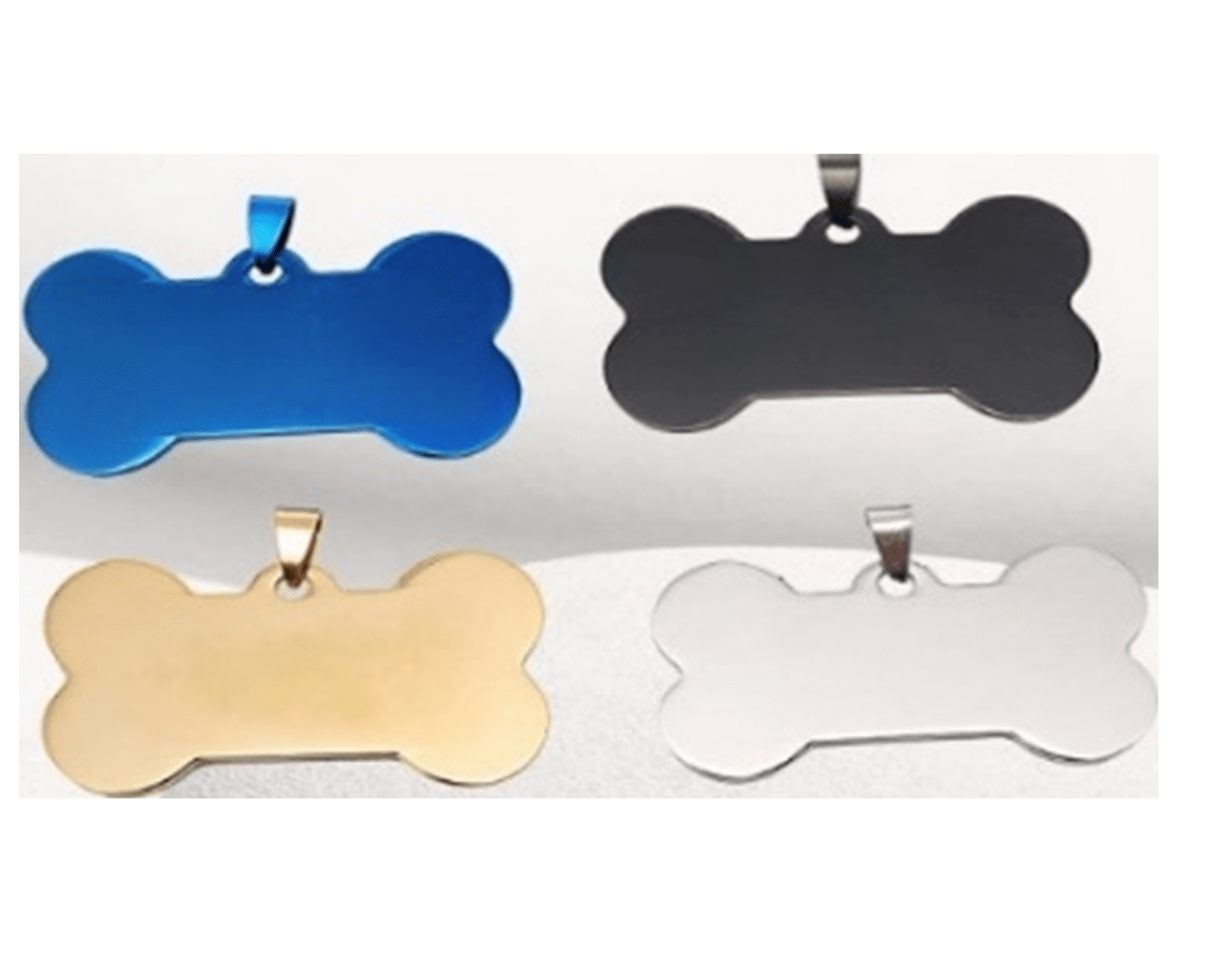 Steel Pet Identity Plate In The Shape Of A Bone In Silver And Other Colors  40*23 And 50*28 Mm